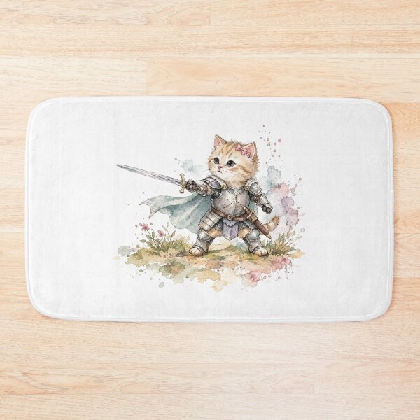 Item preview, Cat Knight Cute Kitten In Armor Sword Fantasy Watercolor designed and sold by gernays.