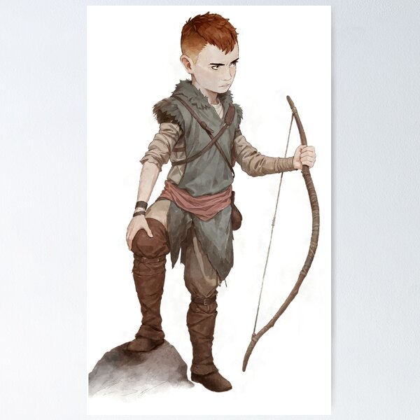 Artikelvorschau, Atreus-Aquarell-Fanart – Illustration aus der nordischen Mythologie von God of War entworfen und verkauft von Prepress.
