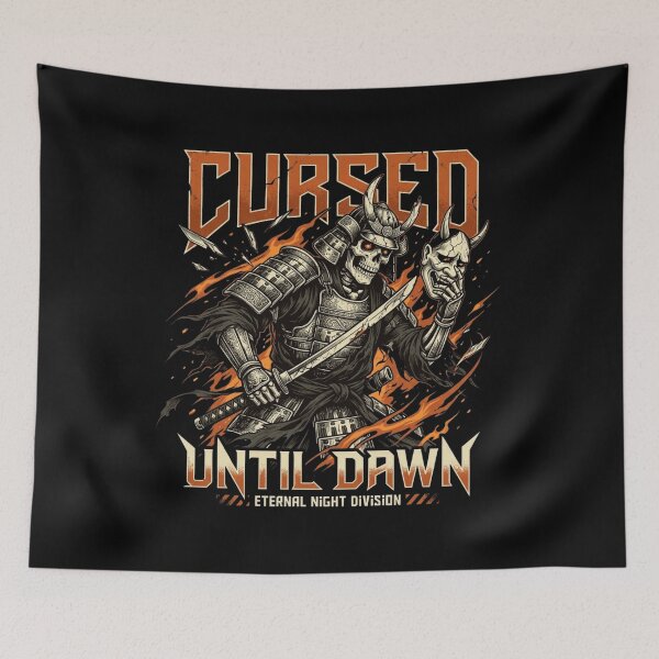 Item preview, Cursed Until Dawn – Skeleton Samurai Gothic Streetwear Design designed and sold by RajDeals.
