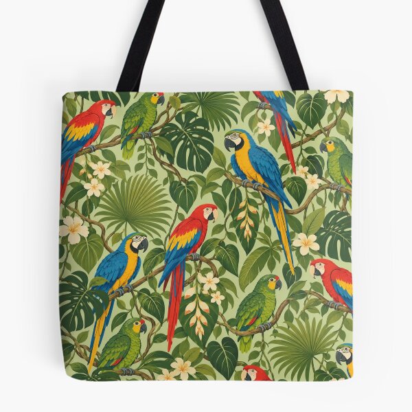 Item preview, Parrot Canopy – Retro Macaw and Tropical Jungle Bird Pattern designed and sold by Paper-Pickle.