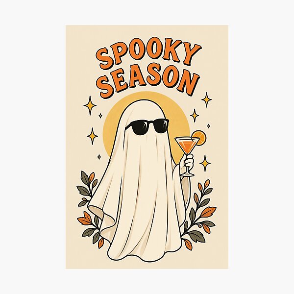 Item preview, Spooky Season Ghost – Vintage Halloween Cocktail Art designed and sold by kstheladesigns.