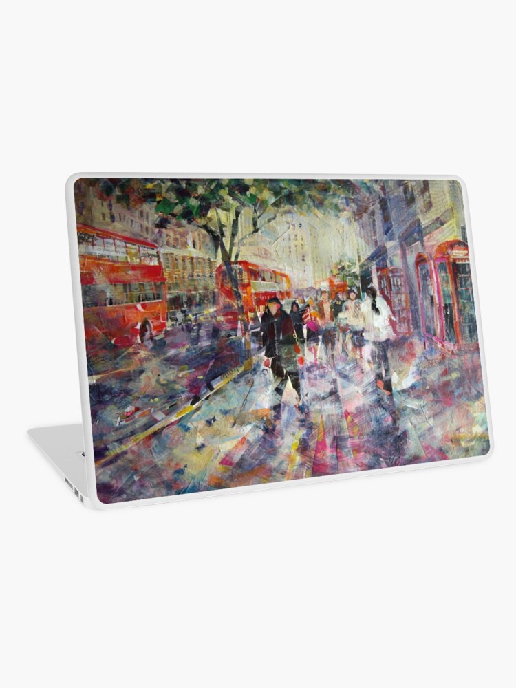 Thumbnail 1 of 2, Laptop Skin, Red London Buses & Phone Boxes - Painting designed and sold by ballet-dance.
