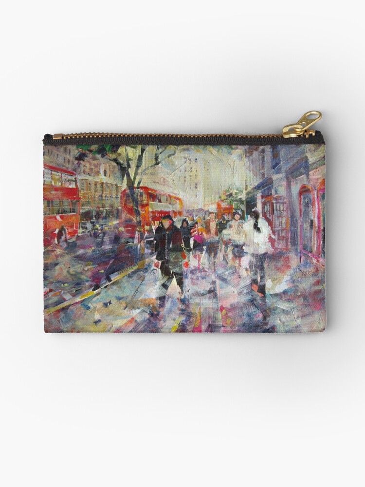 Thumbnail 1 of 4, Zipper Pouch, Red London Buses & Phone Boxes - Painting designed and sold by ballet-dance.