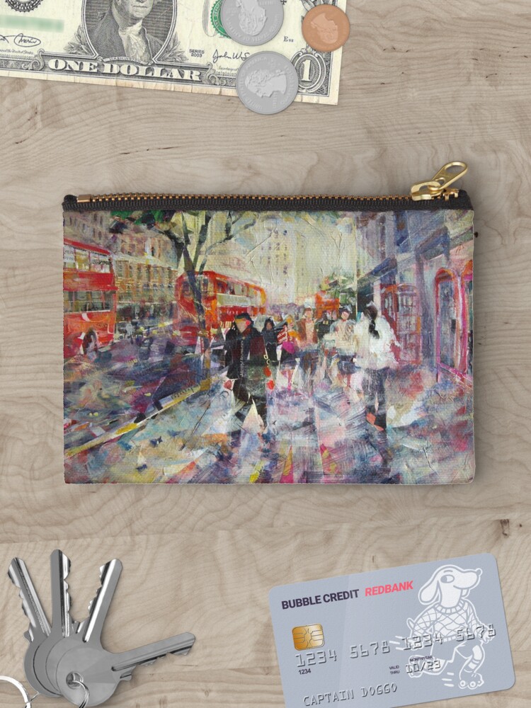 Thumbnail 3 of 4, Zipper Pouch, Red London Buses & Phone Boxes - Painting designed and sold by ballet-dance.
