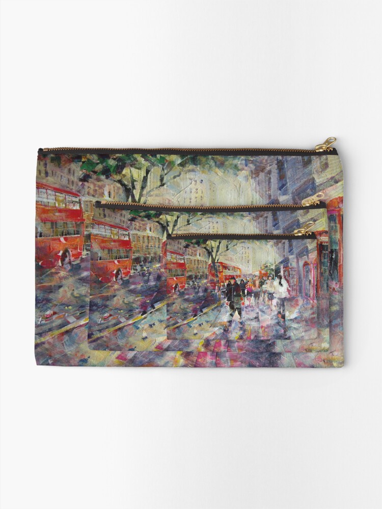 Thumbnail 2 of 4, Zipper Pouch, Red London Buses & Phone Boxes - Painting designed and sold by ballet-dance.