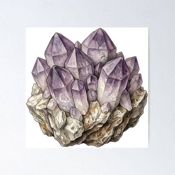 Item preview, Vintage Naturalist Amethyst Cluster — Antique Mineral Plate designed and sold by Catch333.