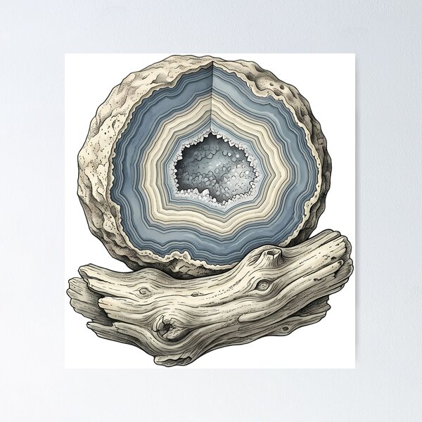 Item preview, Vintage Naturalist Blue Agate Geode — Antique Mineral Plate designed and sold by Catch333.