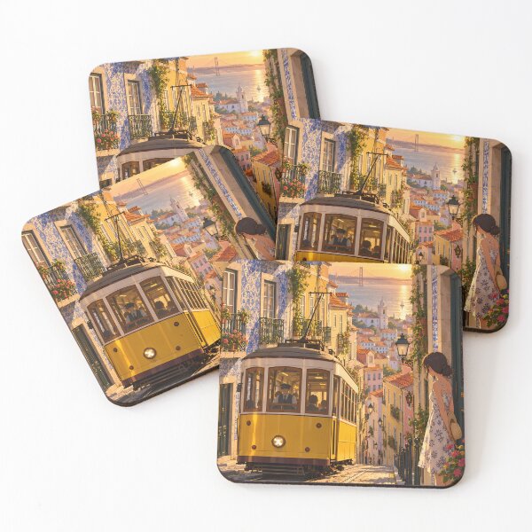 Item preview, Lisbon Yellow Tram on a Sunset Street designed and sold by Alvren.