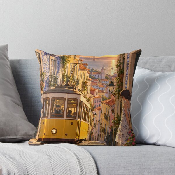 Item preview, Lisbon Yellow Tram on a Sunset Street designed and sold by Alvren.