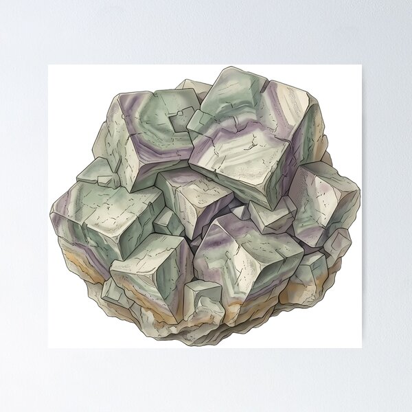 Item preview, Vintage Naturalist Fluorite Cluster — Antique Mineral Plate designed and sold by Catch333.