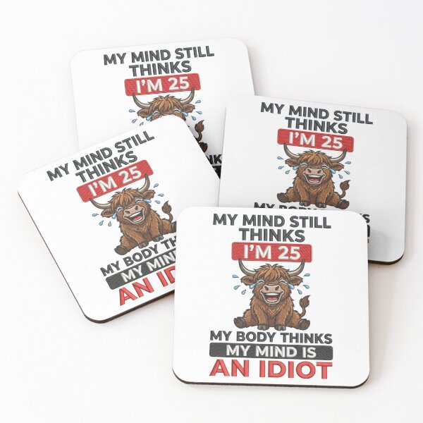 Item preview, My Mind Still Thinks I'm 25 Funny Highland Cow Aging Humor Embroidery designed and sold by raedattia.