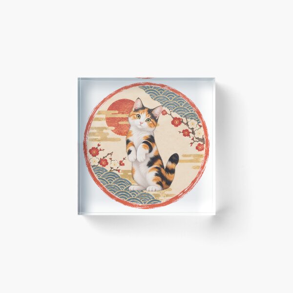Item preview, Japanese Style Cat – Cute Cat in Traditional Japanese Art designed and sold by Neo Japonism Art.