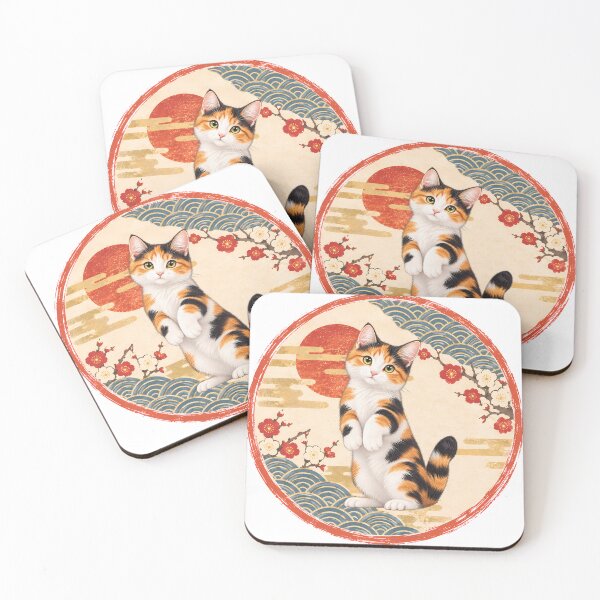 Item preview, Japanese Style Cat – Cute Cat in Traditional Japanese Art designed and sold by Neo Japonism Art.