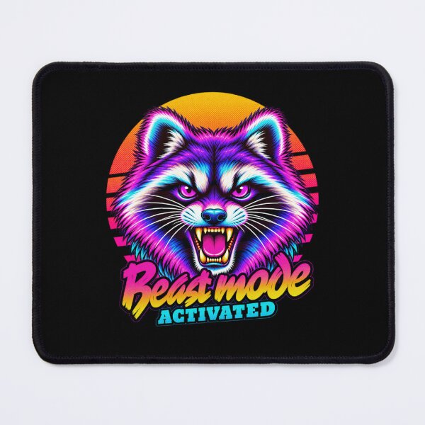Item preview, Raccoon Beast Mode - Neon Cyberpunk Horror designed and sold by PixelsPaws.