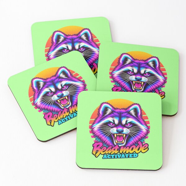 Item preview, Raccoon Beast Mode - Neon Cyberpunk Horror designed and sold by PixelsPaws.