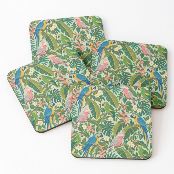 Item preview, Groovy Parrot Garden – Pink Cockatoo and Macaw Botanical Pattern designed and sold by Paper-Pickle.