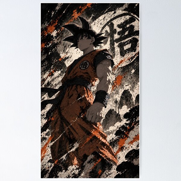 Item preview, Goku Dragon Ball Ink Splash Grunge Anime Art designed and sold by OrionInkVault.