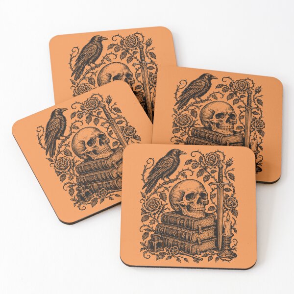 Item preview, Raven Poet Books Skull Roses Dark Academia Gothic   designed and sold by Y-Vibes.