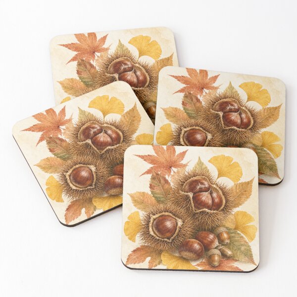Item preview, Autumn Chestnuts & Acorns - Vintage Botanical Fall Watercolor designed and sold by vekotpu.