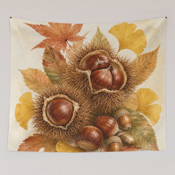 Item preview, Autumn Chestnuts & Acorns - Vintage Botanical Fall Watercolor designed and sold by vekotpu.