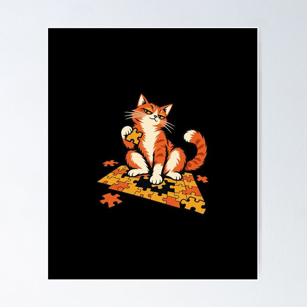 Item preview, Orange Tabby Stealing a Jigsaw Puzzle Piece designed and sold by Zyvora-merch.