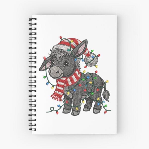 Item preview, Christmas Donkey Tangled in Lights Santa Hat Scarf Embroidery designed and sold by raedattia.