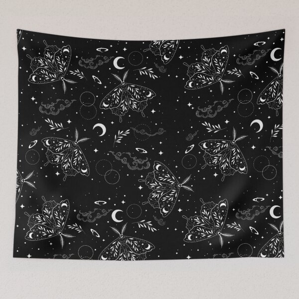 Item preview, Celestial Moth Pattern – Moon Phases, Stars and Botanical Night Sky designed and sold by VicPadArt.