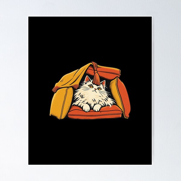 Item preview, Fluffy White Cat in a Cushion Fort designed and sold by Zyvora-merch.