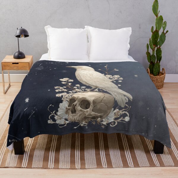 Item preview, White Raven on Skull with Flowers designed and sold by Artenreich.