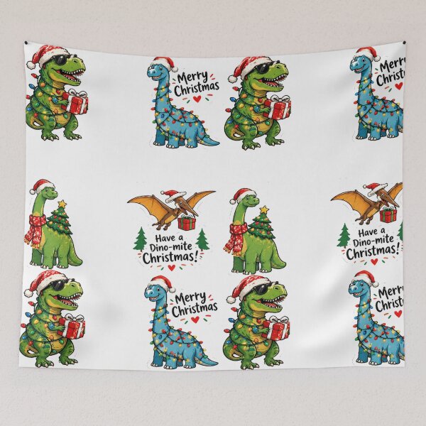 Item preview, Christmas Dinosaurs Cute Festive Dinosaur Holiday Sticker Pack Sheet designed and sold by vectcd.
