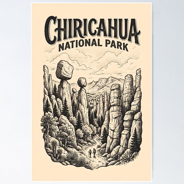 Item preview, Chiricahua National Park Arizona Vintage Rock Formations Art Poster designed and sold by Wild Places Paper Co..