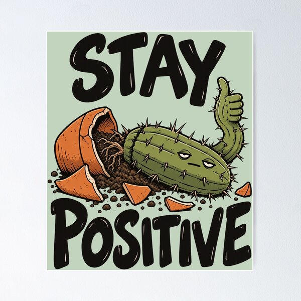 Item preview, stay positive cactus designed and sold by MoodleDoon.