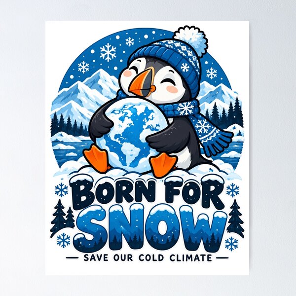 Item preview, Born for Snow Puffin – Save Our Cold Climate designed and sold by OMAR SAYOURI.