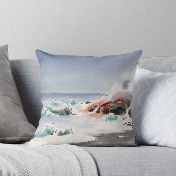 Item preview, Sumi-e Fire and Ice - Boundary of Ice and Lava designed and sold by conohitoAI-ArtGallery.