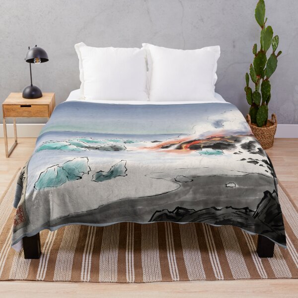 Item preview, Sumi-e Fire and Ice - Boundary of Ice and Lava designed and sold by conohitoAI-ArtGallery.