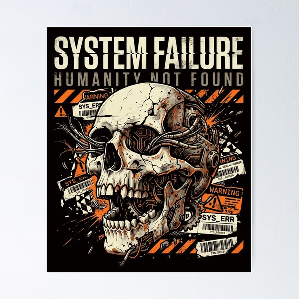 Item preview, System Failure Cybernetic Skull – Futuristic Horror Streetwear Design designed and sold by RajDeals.
