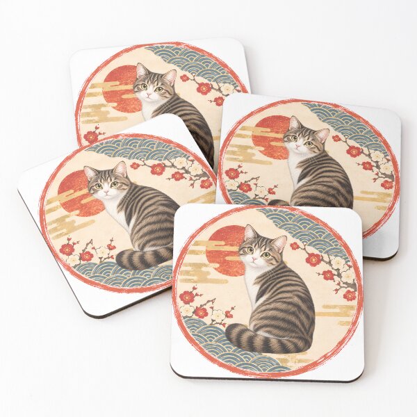 Item preview, Japanese Style Cat – Cute Cat in Traditional Japanese Art designed and sold by Neo Japonism Art.