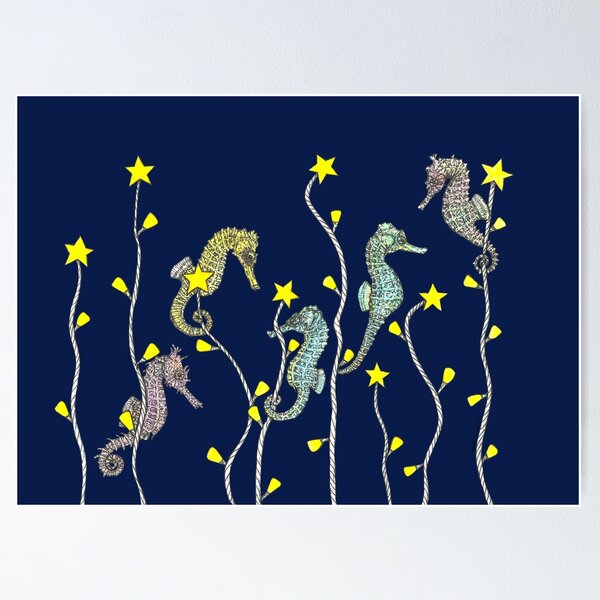 Item preview, Christmas Light Seaweed with Seahorses designed and sold by SerenSketches.