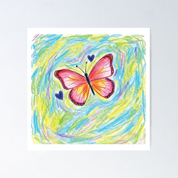 Item preview, Colorful Butterfly of Love – Whimsical Crayon Art designed and sold by IrhaArts.