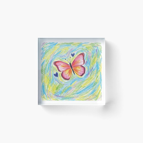 Item preview, Colorful Butterfly of Love – Whimsical Crayon Art designed and sold by IrhaArts.