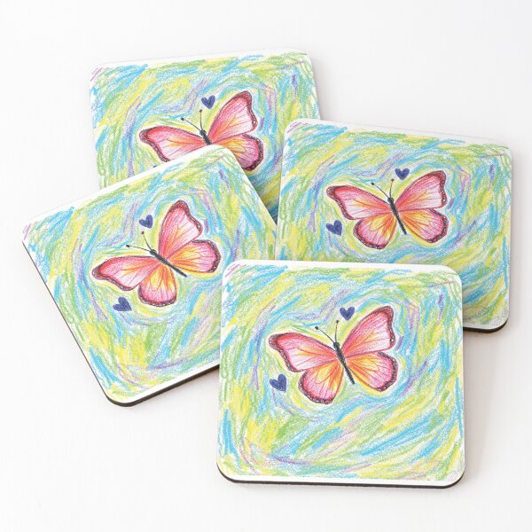 Item preview, Colorful Butterfly of Love – Whimsical Crayon Art designed and sold by IrhaArts.