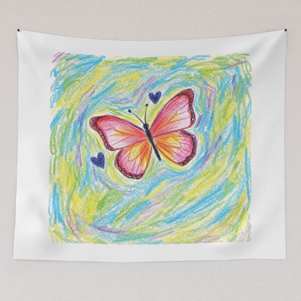 Item preview, Colorful Butterfly of Love – Whimsical Crayon Art designed and sold by IrhaArts.