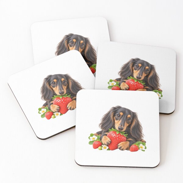 Item preview, Puffy Glossy 3D Miniature Dachshund with Strawberry designed and sold by LunaDogStudio.