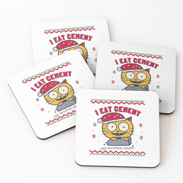 Item preview, Ugly Christmas Sweater Funny - I Eat Cement Cursed Cat designed and sold by sdcreations210.