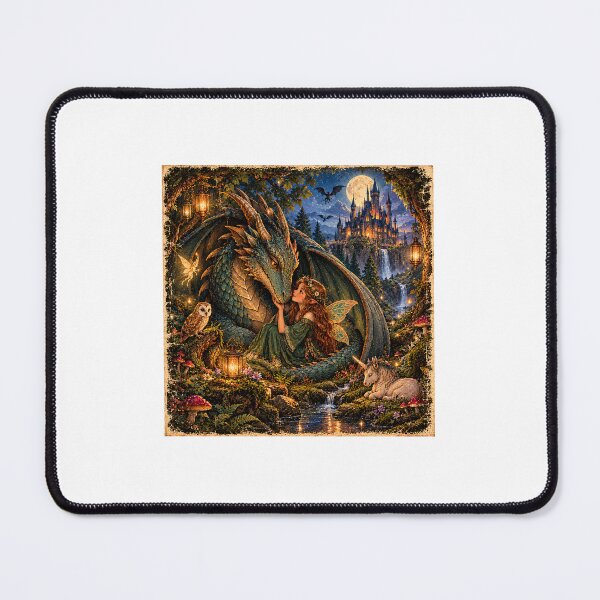 Item preview, Enchanted Fantasy Forest – Dragon, Elf & Magical Castle designed and sold by NestDesigns01.
