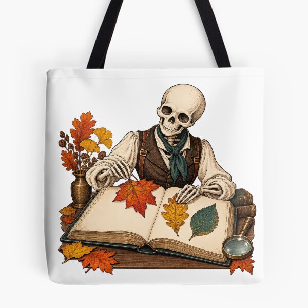 Item preview, Skeleton Herbarium Curator Vintage Halloween Engraving designed and sold by gallleriaworld.