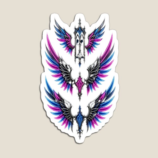 Item preview, Cyber Gothic Angel Wings Neon Crest designed and sold by Breezes-of-Ida.