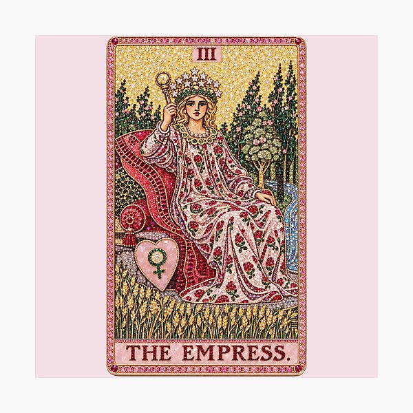 Item preview, the empress tarot card with pink gemstones pattern designed and sold by MoodleDoon.