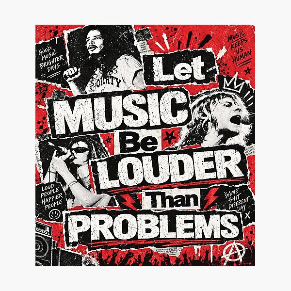 Item preview, Music Louder Than Problems – Punk Rock Collage designed and sold by DemanDFashionFactroy.