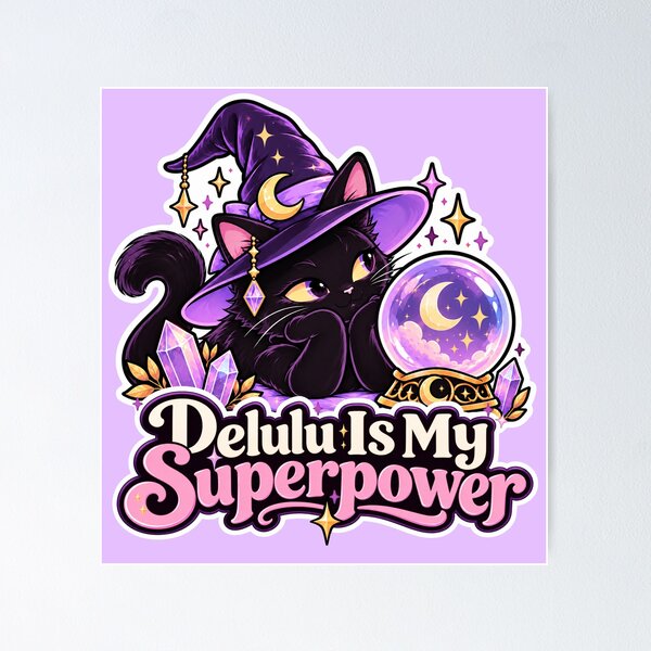 Item preview, Magic Cat - Delulu is my superpower  designed and sold by MartaOlgaKlara.